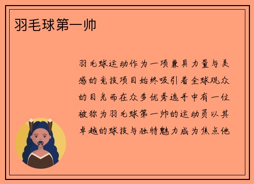 羽毛球第一帅